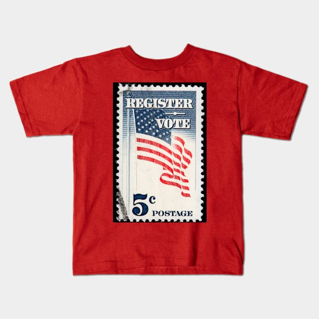 Vintage Stamp - To register and Vote Image Kids T-Shirt by Handy Unicorn